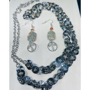 Vintage jewelry set, signed necklace, vintage necklace, vintage earrings,